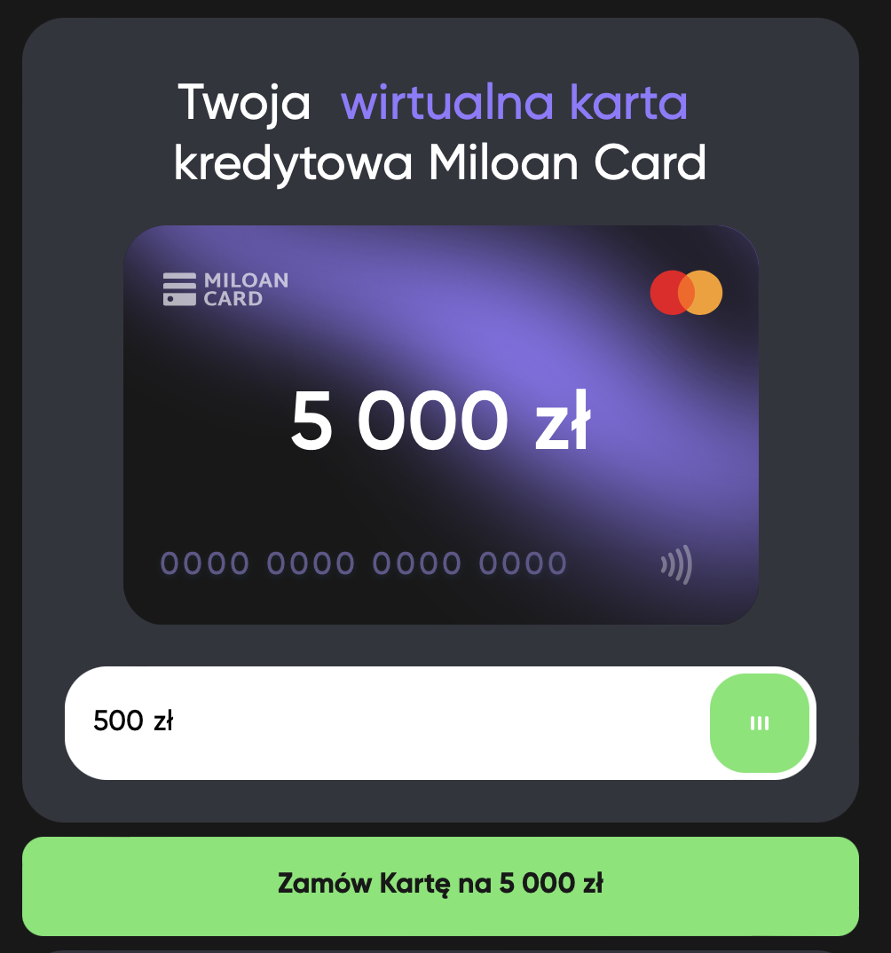 Kalkulator karta kredytowej Miloan Card