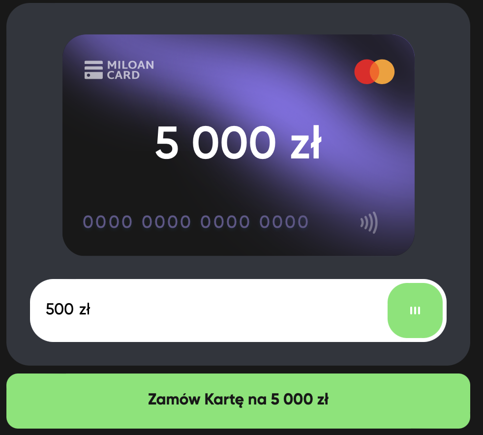 Kalkulator karty kredytowej ze strony Miloan Card